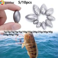 GANTUR 5/10Pcs กระสุนกลม Line Sinkers น้ำหนักเพิ่มเติม ตกปลาตะกั่วตก Sinker ขั้วต่อตะขอ รูปมะกอก