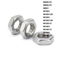 4/10Pcs Fine Thread M6 M8 M10 M12 M14 M16 Pitch 0.75/1/1.25/1.5 304 A2-70 Stainless Steel Hex Hexagon Thin Nut Jam Nut DIN439 Nails Screws Fasteners