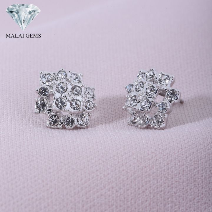 malai-gems-ต่างหูเพชร-เงินแท้-silver-925-เพชรสวิส-cz-เคลือบทองคำขาว-รุ่น-11003659-แถมกล่อง-ต่างหูcz-ต่างหูเงินแท้