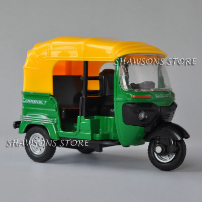 1:14 Scale Diecast Motorcycle Model Bajaj Auto Motor Bike Tricycle Taxi Pull Back Toy With Sound & Light