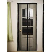 Black Strips Mesh Insect Fly Bug Mosquito Door Curtain Net Netting Mesh Screen Magnets Stitching 80x210cm 90x210cm 100x210cm