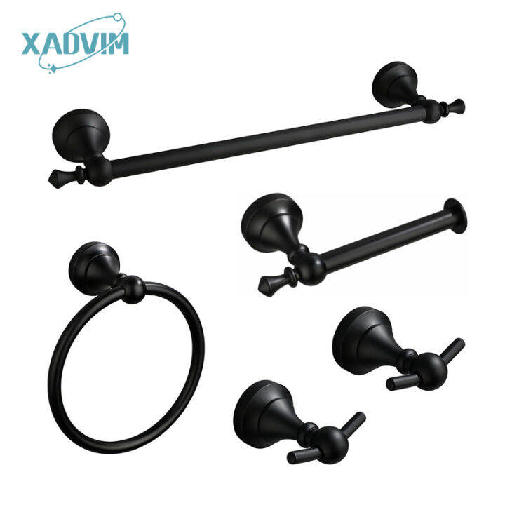 Matte Black Bathroom Accessories Hardware Set Aluminum Alloy Wall Mount