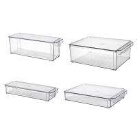 2 Pack - Acrylic Food Storage Container Bin with Lid and Handle for Cabinet Fridge Freezer - Organizer