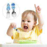 1 Set Baby Training Utensils Self Feeding Spoon Fork Stainless Steel Silicone Handle Baby Utensil Bowl Fork Spoon Sets