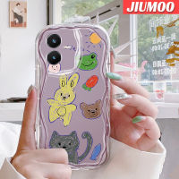 เคส JIUMOO สำหรับ VIVO Y22 Y22s เคสดีไซน์ใหม่ลายกบรูปหมีแมวการ์ตูนเนื้อครีมขอบคลื่นนุ่มเคสมือถือกันกระแทกแบบใสปลอกโปร่งใสลายกล้องถ่ายรูปเรียบง่ายอ่อนโยนฝาครอบป้องกัน