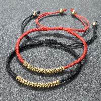 Handmade Woven Bracelet for Women Men Vintage Copper Coin Long Tube Red Black Braided Rope Amulet Bracelets Lucky Jewelry Gifts Charms and Charm Brace