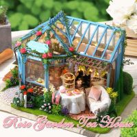 บ้านตุ๊กตา DIY ประกอบเอง Rose garden Tea house คู่มือ ENG แถมกล่องดนตรีไขลาน กาว กรรไกร ยี่ห้อ Cuteroom *พร้อมส่ง ร้านไทย*