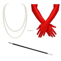 Drop Shipping 1920S Vintage Party Suit Bachelor Party Necklace Gloves Smoke Pole 3-Piece Set Womens Party Suit Cruella Disfraz