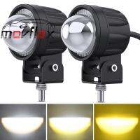 MovFlax 2ชิ้น9V-30V ไฟไฟสีเหลืองตัดหมอก LED และแสงโปรเจคเตอร์สีขาว Aux สปอตไลท์จักรยานจักรยานยนต์เหมาะสำหรับรถจี๊ปรถกระบะรถบรรทุก ATV UTV เอสยูวีเรือฯลฯ