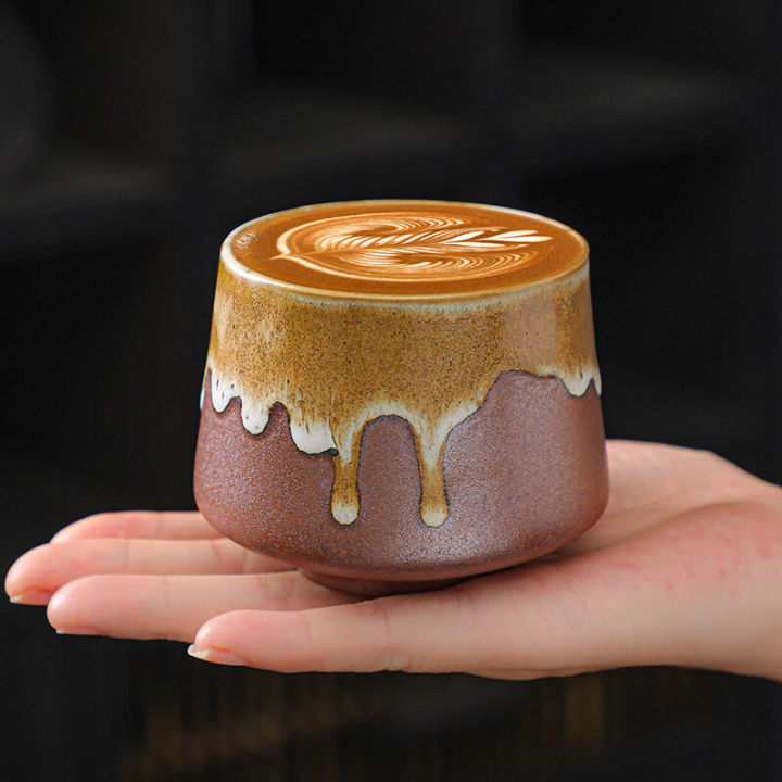 เตาเผาเซรามิกตัวแปรเข้มข้นถ้วยกาแฟสร้างสรรค์น้ำมันดิบเซรามิกดอกไม้ถ้วยถ้วยนมญี่ปุ่น-r-โท