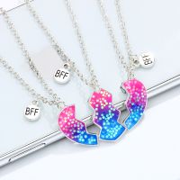 Korean 3Pcs/set Peach Broken Heart Pendant for Girls 3 Bestie Friendship BFF Necklaces Best Friend Fashionable Jewelry Gifts