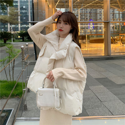 Down cotton vest womens 2023 new wide Korean style loose outer wear vest bread coat autumn and winter waistcoat jacket 2023