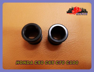 HONDA C50 C65 C70 C100 REAR SHOCK BUSHING RUBBER SET PAIR (inner 14 mm. / outer 14 mm.) (1 PAIR) //  ยางหูโช๊คหลังบูช (รู 10 มม.) (รอบนอก 14 มม.)