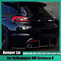 ตัวกระจาย Bemper Belakang สีดำตัวแยกช่องไอเสียแผ่นสปอยเลอร์สำหรับ Volkswagen VW Scirocco R 2009-2016แต่งรถ