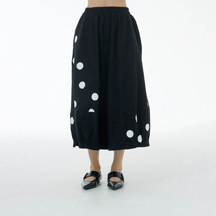 xitao-pants-dot-print-loose-women-wide-leg-pants