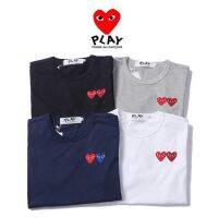 เสื้อยืดผ้าฝ้ายใหม่ Pl-Ay เสื้อเชิ้ตแขนสั้นสำหรับผู้ชายและผู้หญิงพร้อมปักลายรักคู่คลาสสิกสบายๆคลาสสิก