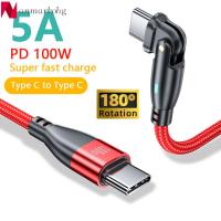 ANMARKOHG สายข้อมูล USB แล็ปท็อปหมุนได้180องศา PD 100W สายเคเบิลแบบ Dual Type C สายชาร์จเร็ว