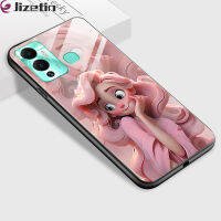 Jizetin เคสใส่โทรศัพท์กระจกสำหรับ Infinix 12ขายดี12i 12เล่นกันกระแทก3D รอยยิ้มชุดเจ้าหญิงกระจกเทมเปอร์ที่อยู่อาศัย