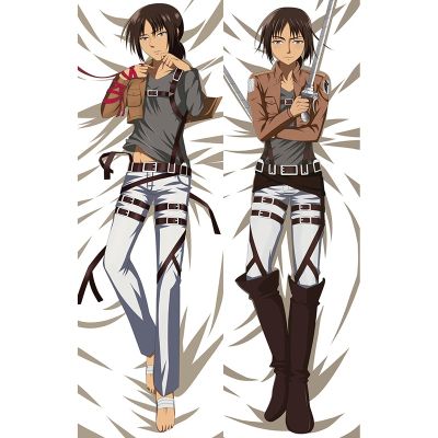 ปลอกหมอน หนังนิ่ม ลายอนิเมะญี่ปุ่น Attack On Titan Levi Eren Yeager 3D ขนาด 60*180 ซม.