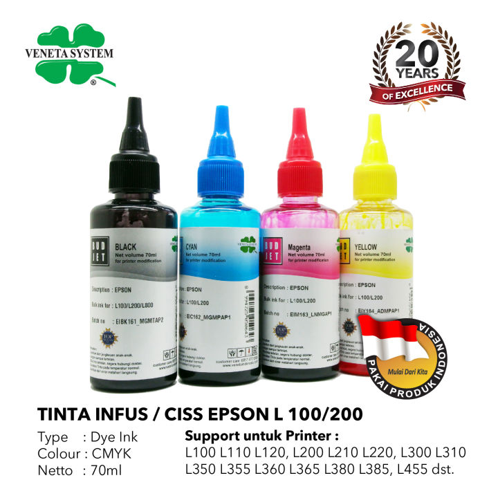 Tinta Ciss Refill Isi Ulang Printer Epson L100l800 70 Ml Lazada Indonesia 8342