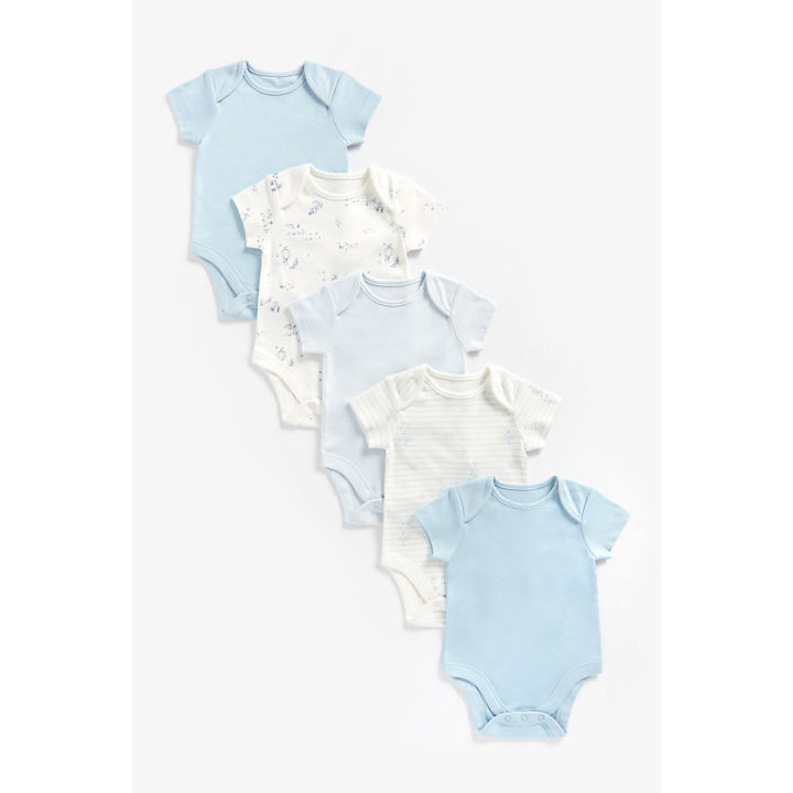 ชุดบอดี้สูทเด็กทารก-mothercare-blue-organic-cotton-bodysuits-5-pack-za106