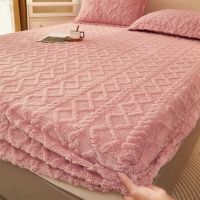 Bonenjoy Plush Bed Sheet for Winter Warm Bed Cover Queen/King Size Coral Fleece Thick Fitted Bed Sheet drap housse 180x200cm