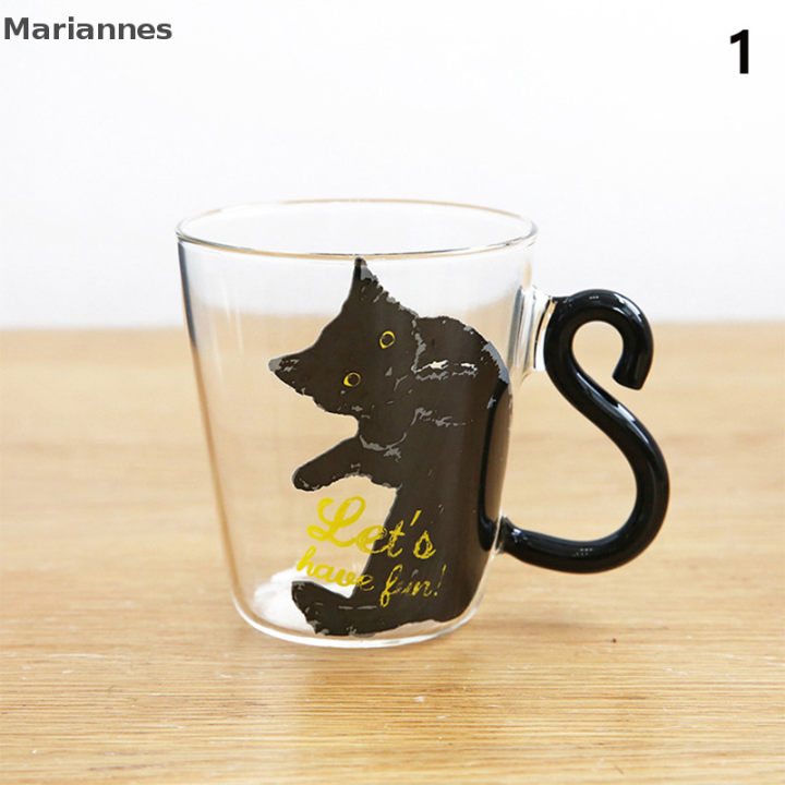 mariannes-แก้วมีหูจับถ้วยแก้วน้ำหางแมวกาแฟชานมเครื่องดื่มแก้วน้ำผลไม้ผลไม้