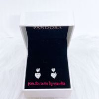 [พร้อมส่ง สินค้าแท้ ? ]  แถมกล่อง ต่างหูหัวใจ รุ่น Double Heart Sparkling Stud Earrings