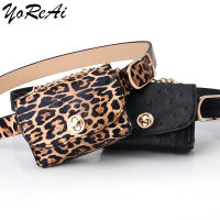 Fashion New Women Chain Pocket Belt Leopard Pattern Retro Waist Fanny Pack Mini Handbag PU Leather Bag Purse  Lady Wholesale Bag Running Belt