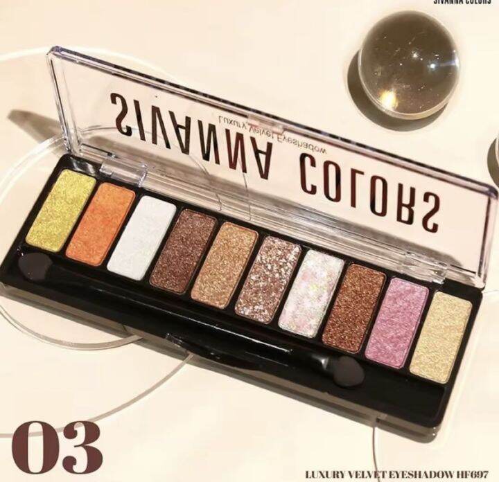 sivanna-colors-hf697-อายแชโดว์พาเลทท์-10-สี-เนื้อดินน้ำมัน-พิกเม้นท์สีแน่นชัดติดทน-เนื้อครีมนิ่มเด้ง-มีทั้งสีแมทท์และชิมเมอร์-มีให้เลือก-4-เบอร์