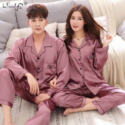 Luxury Pajama suit Satin Silk Pajamas Sets Couple Sleepwear Family Pijama Lover Night Suit Men Women Casual Home Clothing