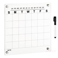 ✼☄ Clear Acrylic Magnetic Fridge Calendar Reusable Magnetic Dry Erase Board Planner Daily Weekly Monthly Schedule