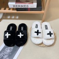 High Quality Smfk Cross Slippers 2023 New All-Match Internet-Famous Outdoors Fashion Thick Bottom Increased Fluffy Slippers Women slides