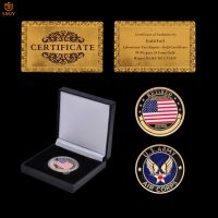 USA Flag Honorable Retired Medals Coin Air Corps Army US Military Gold Token Challenge Coins Collection W/Luxury Box Display