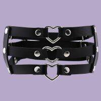 【cw】 Woman Erotic Suspenders Heart-shaped Leather Leg Garter Harness Punk Goth Waist Bondage Sex