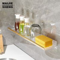 ஐ№﹉ Luxury Bathroom Shelf With Towel Holder Acrylic Shampoo Storage Racks Bathroom Holder Bathroom Organizer Shelves