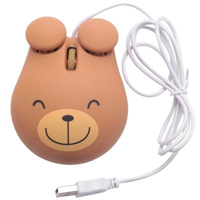 1000 Dpi Wired Optical Gaming Mouse Cute Bear Animal Mouse Usb For Pc Laptop Game Console Brown Plastic