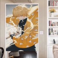 Anime Demon Slayer Door Curtain Print Short Kitchen Doorway Cortinas Fabric Noren Bedroom Living Room Cartoon Hanging Half Drape