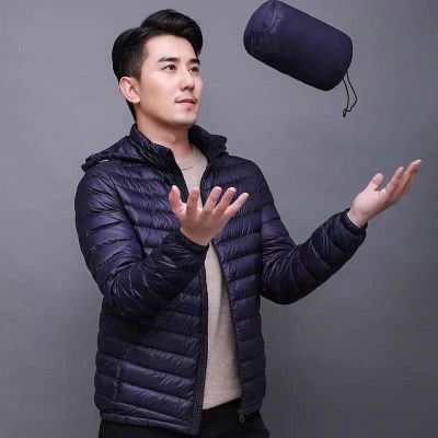 ZZOOI 2022 Winter Fashion Brand Ultra Light Duck Down Jacket Mens Korean Streetwear Feather Coats Stand Collar Warm Men Clothes