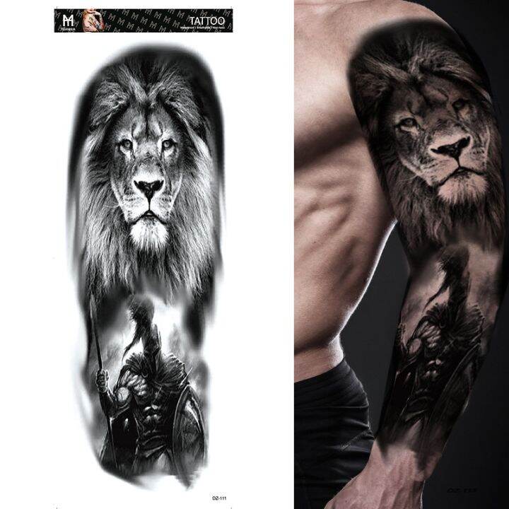 hot-dt-large-arm-sleeve-king-temporary-sticker-fashion-wolf-tiger-men-totem