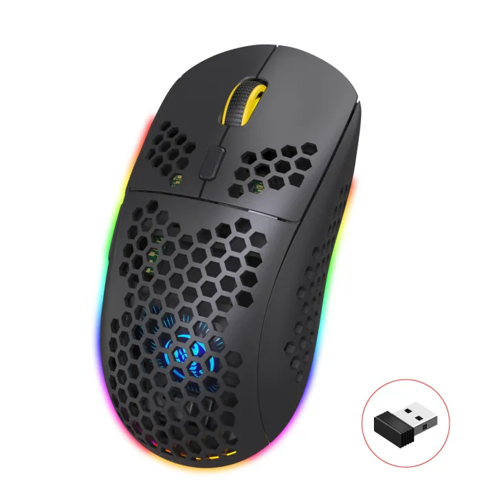 HXSJ T90แสง RGB สามโหมดเมาส์สำหรับเล่นเกมส์ไร้สาย | Lazada.co.th