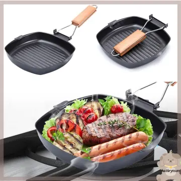 Steak Pan, Striped Cast Iron Square Grill Pan, Uncoated Non-stick