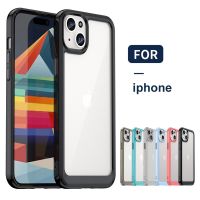 Shockproof Case For iphone 15 14 13 12 11 Pro Max Soft Silicone Clear PC Phone Bumper Shell For iphone 15 14 Pro Cover