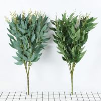 hotx【DT】 Silk Artificial Willow Bouquet Fake Leaves for Wedding Garden Vase Decoration Jungle Wreath