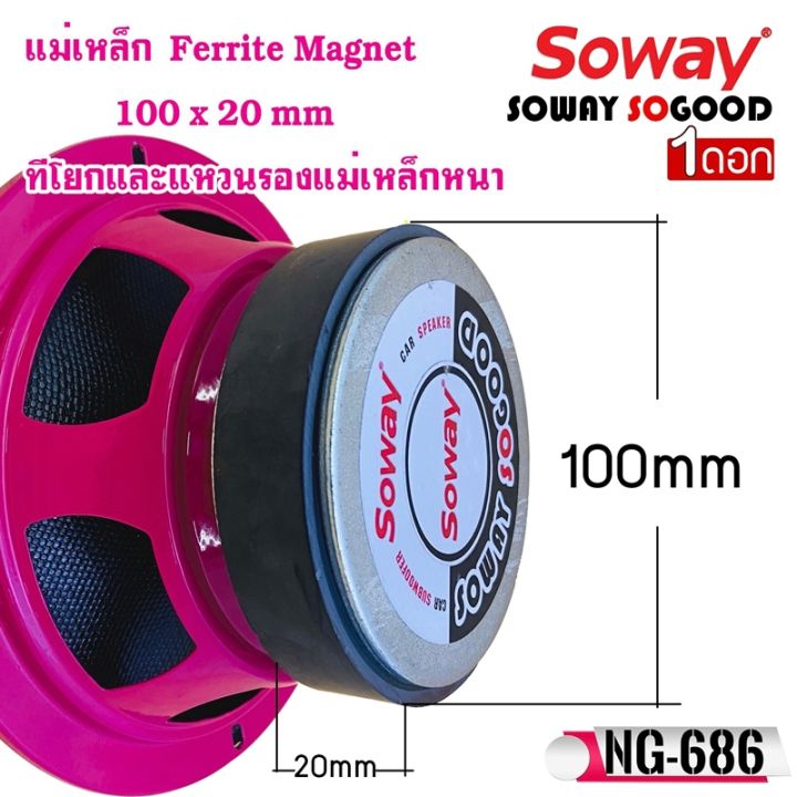 ถูกสุด-soway-รุ่นng-686-pink-ดอกลำโพงเสียงกลางกรวยเคฟล่า-โครงชมพู-กำลังขับ400-วัตต์-เสียงดีเบสนุ่มกลางชัด-แหลมใส-ดอกลำโพงเสียงกลาง