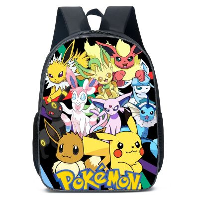 กระเป๋าเป้สะพายหลังกระเป๋านักเรียนโปเกมอน Pikachu Eevee อนิเมะตัวเลขเด็กความจุขนาดใหญ่กระเป๋าท่องเที่ยวโปเกมอนเด็กผู้หญิงคริสต์มาสสำหรับเด็กชายของขวัญระเบิดได้