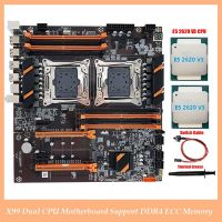 X99 Motherboard Dual CPU Motherboard Server Motherboard LGA2011 Support DDR4 ECC Memory +2XE5 2620 V3 CPU+Switch Cable+Thermal Grease