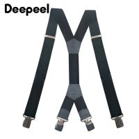 Deepelx สายเอี๊ยมผู้ชาย4*125ซม. 1ชิ้นสายรัดยางยืดกว้าง4คลิปตกแต่งไม้แขวนกางเกงทำงาน SP619กระจับป้องกันอวัยวะเพศ