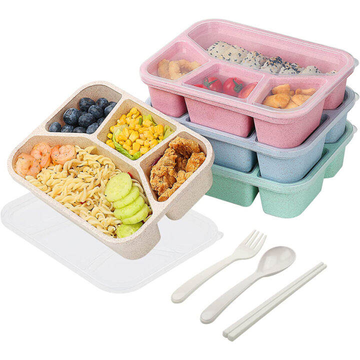 Bento Lunch Box, 3 Compartment Lunch Box Containers, Reusable Food