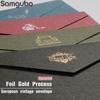 5pcs/lot Vintage Gold Envelopes for Invitations Kraft Paper Gift Card Window Envelope Wedding Letter Set Mailer Stationery